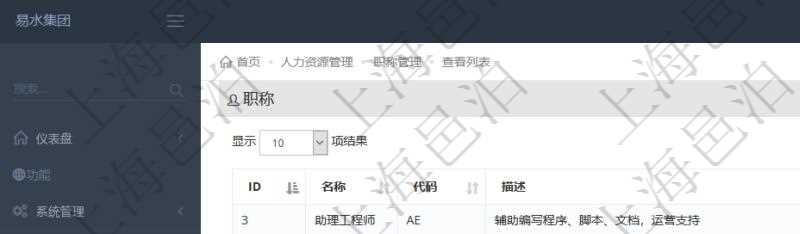 項(xiàng)目管理軟件人力資源管理職稱管理查詢列表可以查詢維護(hù)職稱配置信息，比如包括：ID、名稱、代碼、描述與分類等。