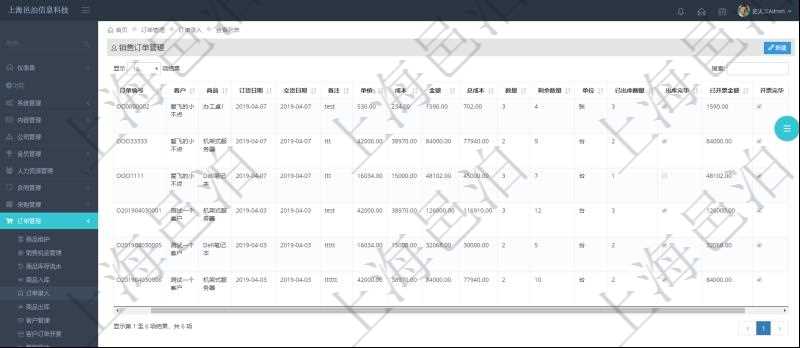 在項目管理軟件里可通過訂單管理系統(tǒng)查詢返回銷售訂單列表信息，比如：訂單編號、客戶、商品、訂貨日期、交貨日期、備注、單價、成本、金額、總成本、數(shù)量、剩余數(shù)量、單位、已出庫數(shù)量等、出庫完畢、已開票金額、開票完畢等。